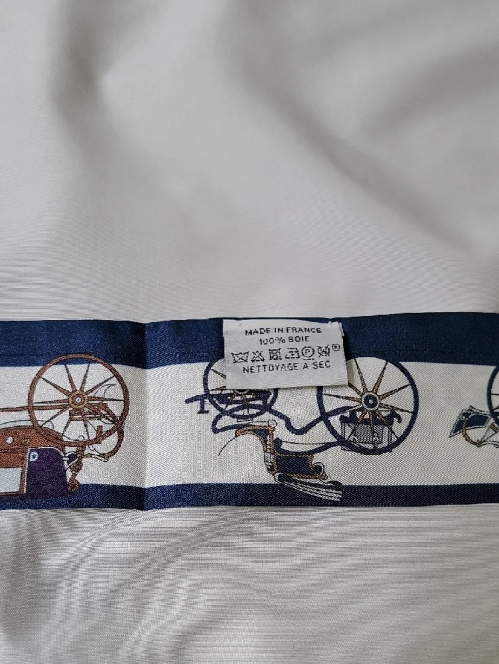 Hermes Navy and Brown Equestrian Twilly Scarf